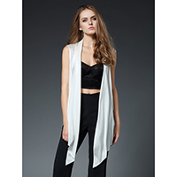 JESSICA SLEEVELESS FRONT OPEN LADIES SCARF BLOUSE