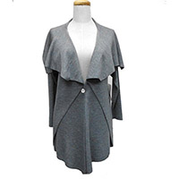 Ladies Knitted Turnover Collar Loose Casual Button Closure Cardigan