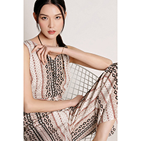 Yolanda Folk Style Sleeveless V-Neck Ling Plaid Pattern Ladies Jumpsuit