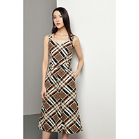 Alma Ling Plaid Pattern Sleeveless W/ Pockets Checks Top and Bottom Set