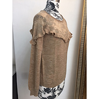 Ladies Round Collar Long Sleeve Rib-knit Cuff Sweater